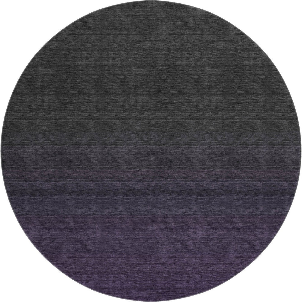 HomeRoots 8' Stylish Eggplant Charcoal Ombre Washable Round Rug - UV Protected, Durable for Busy Homes! 667309