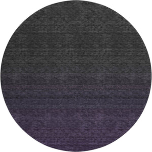 HomeRoots 8' Stylish Eggplant Charcoal Ombre Washable Round Rug - UV Protected, Durable for Busy Homes! 667309