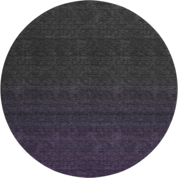 HomeRoots 8' Stylish Eggplant Charcoal Ombre Washable Round Rug - UV Protected, Durable for Busy Homes! 667309
