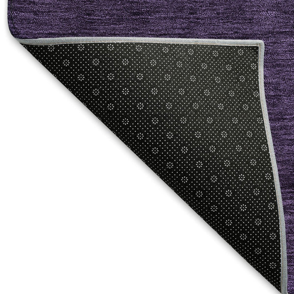 HomeRoots 8' Stylish Eggplant Charcoal Ombre Washable Round Rug - UV Protected, Durable for Busy Homes! 667309