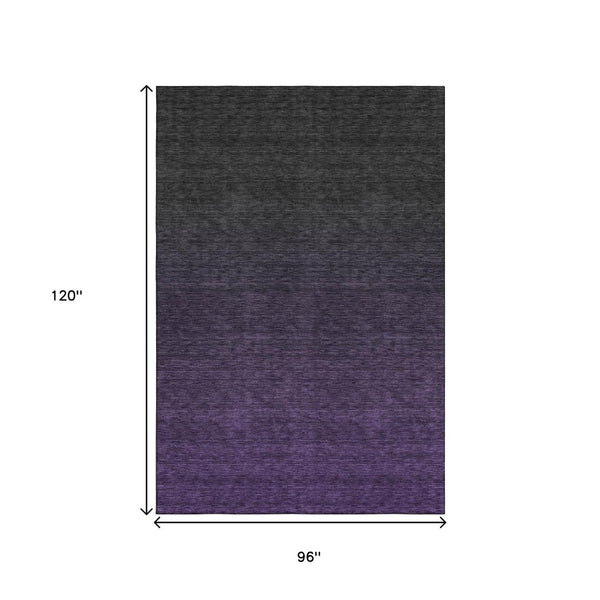 HomeRoots 8' X 10' Elegant Eggplant Charcoal Ombre Washable Area Rug - UV Protected, Soft, Durable Design 667310