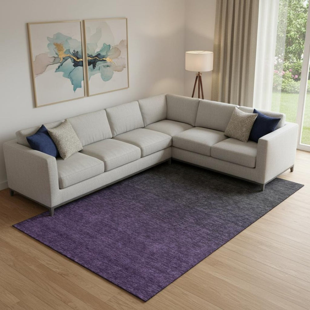 HomeRoots 8' X 10' Elegant Eggplant Charcoal Ombre Washable Area Rug - UV Protected, Soft, Durable Design 667310