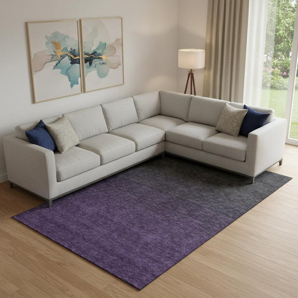 HomeRoots 8' X 10' Elegant Eggplant Charcoal Ombre Washable Area Rug - UV Protected, Soft, Durable Design 667310