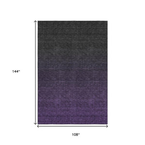 HomeRoots 9' X 12' Elegant Eggplant-Charcoal Ombre Washable Area Rug with UV Protection for Busy Homes 667311