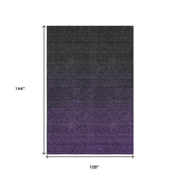 HomeRoots 9' X 12' Elegant Eggplant-Charcoal Ombre Washable Area Rug with UV Protection for Busy Homes 667311