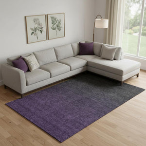 HomeRoots 9' X 12' Elegant Eggplant-Charcoal Ombre Washable Area Rug with UV Protection for Busy Homes 667311