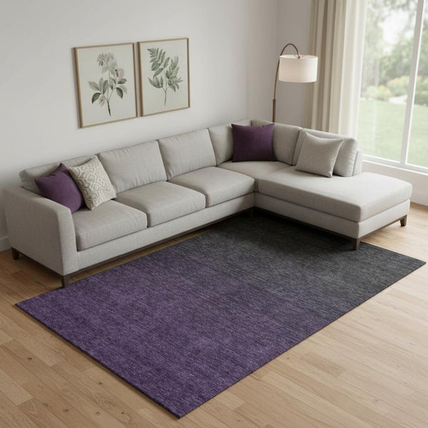 HomeRoots 9' X 12' Elegant Eggplant-Charcoal Ombre Washable Area Rug with UV Protection for Busy Homes 667311