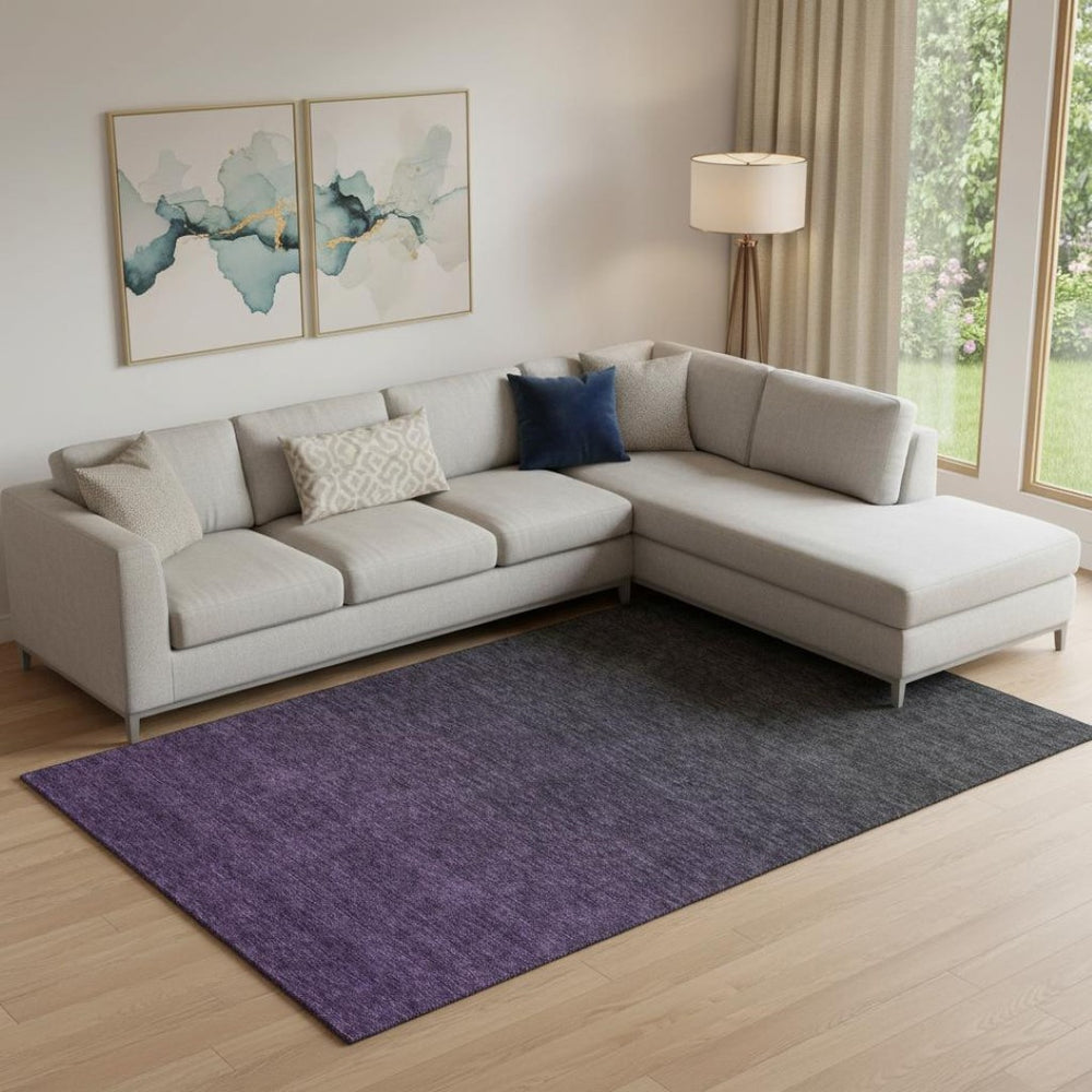 HomeRoots 10' Eggplant to Charcoal Ombre Washable Area Rug – Durable, Stain-Resistant, UV-Protected Elegance 667312