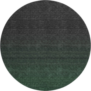 HomeRoots 8' Washable Emerald and Charcoal Ombre Round Rug – UV Protected, Stain-Resistant, Modern Design 667315