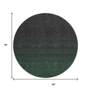 HomeRoots 8' Washable Emerald and Charcoal Ombre Round Rug – UV Protected, Stain-Resistant, Modern Design 667315