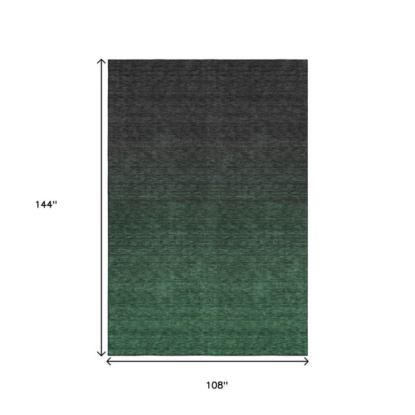 HomeRoots 9' X 12' Ombre Area Rug in Emerald and Charcoal – UV Protected, Stain-Resistant, Soft & Stylish! 667317