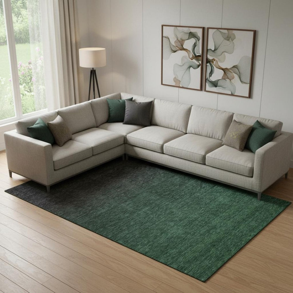 HomeRoots 9' X 12' Ombre Area Rug in Emerald and Charcoal – UV Protected, Stain-Resistant, Soft & Stylish! 667317