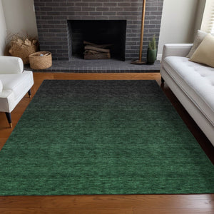 HomeRoots 10' X 14' Stunning Emerald to Charcoal Ombre Area Rug with UV Protection - Durable, Washable Design! 667318