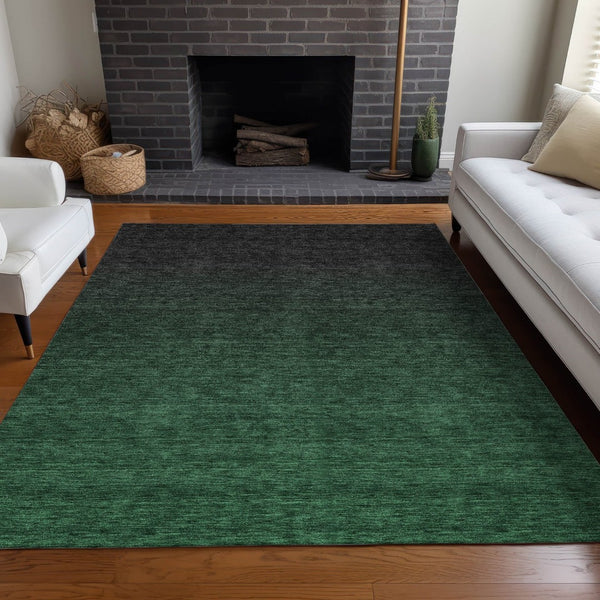 HomeRoots 10' X 14' Stunning Emerald to Charcoal Ombre Area Rug with UV Protection - Durable, Washable Design! 667318