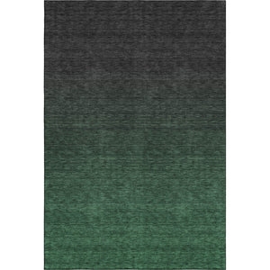 HomeRoots 10' X 14' Stunning Emerald to Charcoal Ombre Area Rug with UV Protection - Durable, Washable Design! 667318