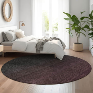 HomeRoots 8' Merlot Ombre Round Rug - Stylish, Washable, UV-Protected, and Stain-Resistant for Modern Homes 667321