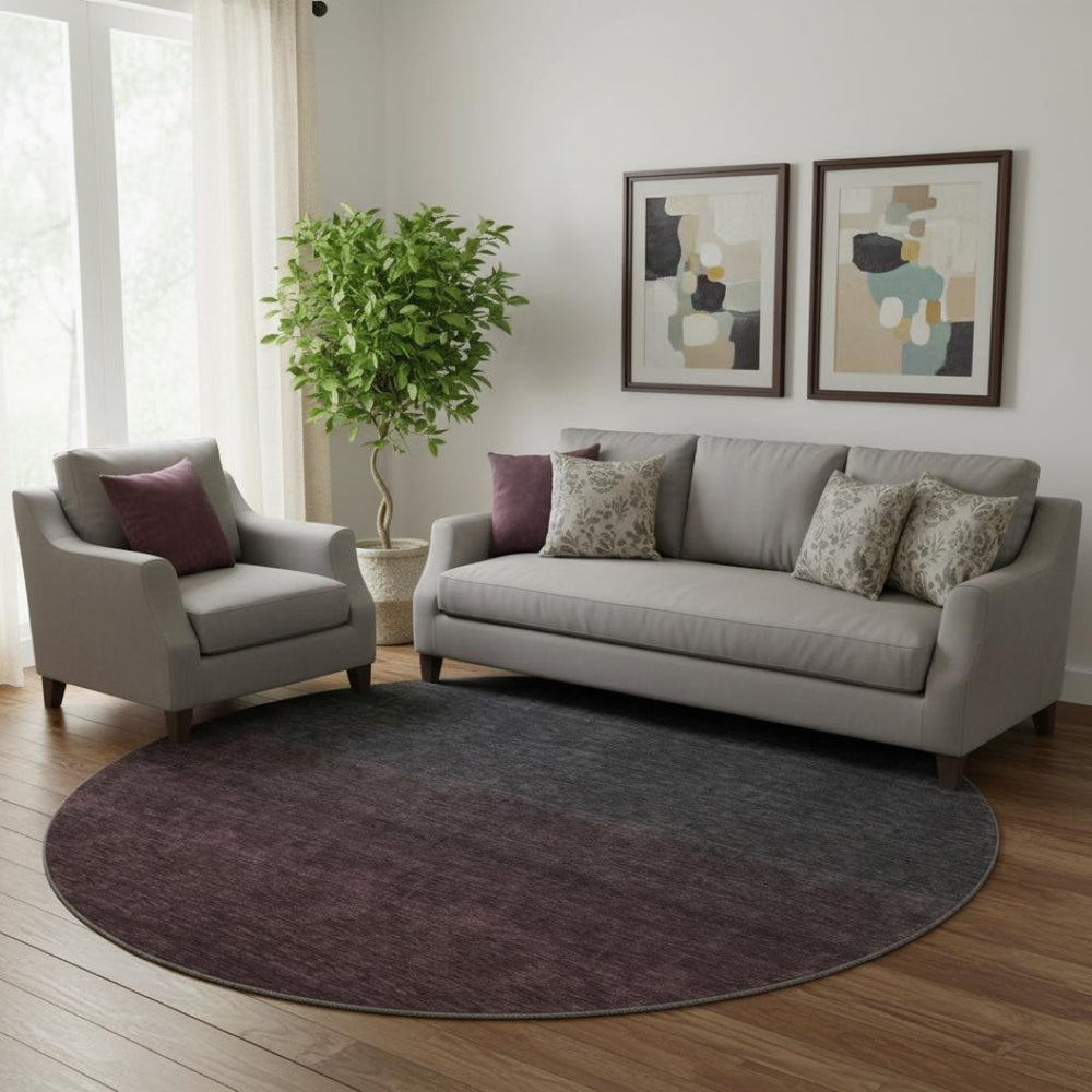 HomeRoots 8' Merlot Ombre Round Rug - Stylish, Washable, UV-Protected, and Stain-Resistant for Modern Homes 667321