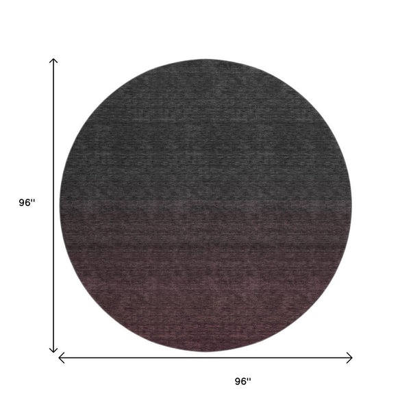 HomeRoots 8' Merlot Ombre Round Rug - Stylish, Washable, UV-Protected, and Stain-Resistant for Modern Homes 667321