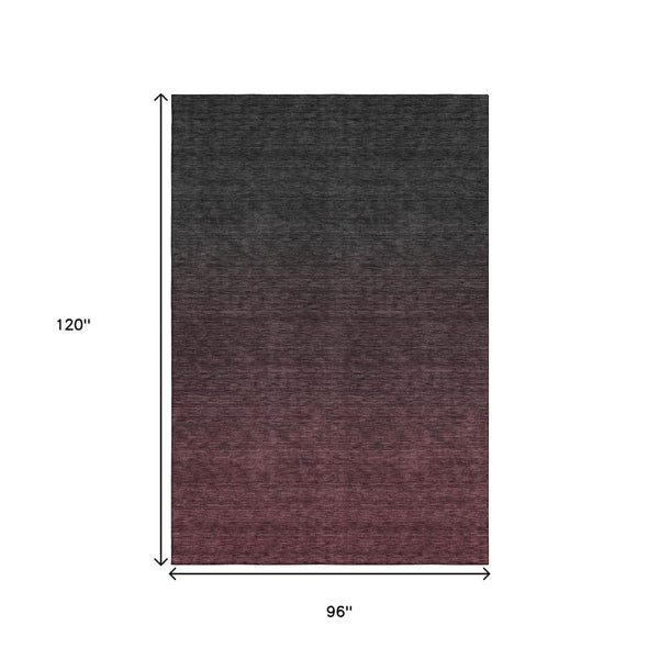 HomeRoots 8' X 10' Merlot-Charcoal Ombre Washable Area Rug - Stylish, Durable, Stain-Resistant & UV Protected! 667322