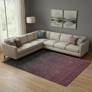 HomeRoots 8' X 10' Merlot-Charcoal Ombre Washable Area Rug - Stylish, Durable, Stain-Resistant & UV Protected! 667322