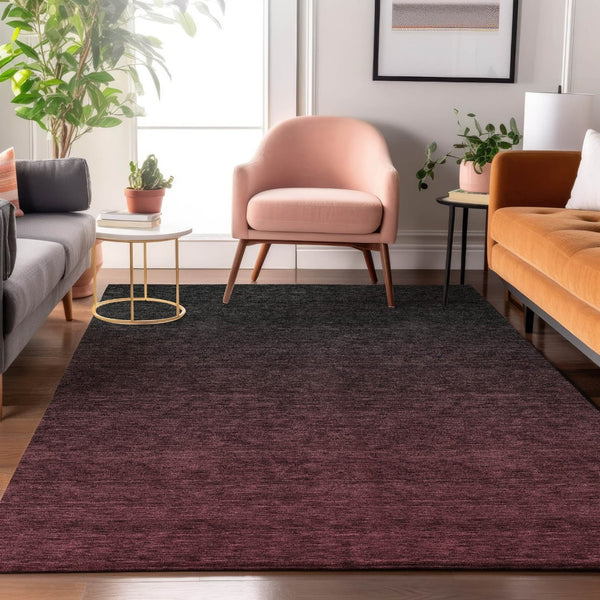 HomeRoots 8' X 10' Merlot-Charcoal Ombre Washable Area Rug - Stylish, Durable, Stain-Resistant & UV Protected! 667322