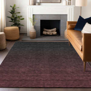 HomeRoots 8' X 10' Merlot-Charcoal Ombre Washable Area Rug - Stylish, Durable, Stain-Resistant & UV Protected! 667322