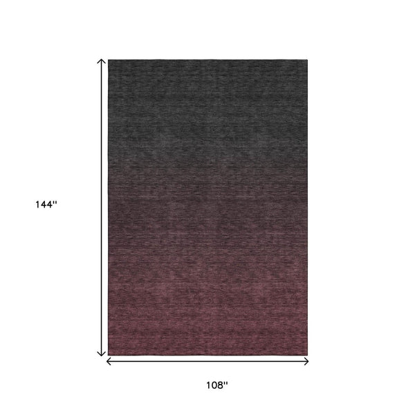 HomeRoots 9' X 12' Merlot-Charcoal Ombre Washable Area Rug - Stylish, Stain-Resistant, UV-Protected Comfort! 667323