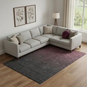 HomeRoots 9' X 12' Merlot-Charcoal Ombre Washable Area Rug - Stylish, Stain-Resistant, UV-Protected Comfort! 667323
