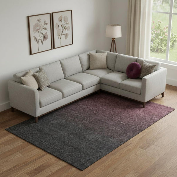 HomeRoots 9' X 12' Merlot-Charcoal Ombre Washable Area Rug - Stylish, Stain-Resistant, UV-Protected Comfort! 667323
