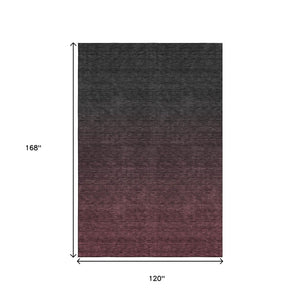 HomeRoots 10' Merlot to Charcoal Ombre Washable Area Rug - Stylish UV-Protected Floor Covering for Homes 667324