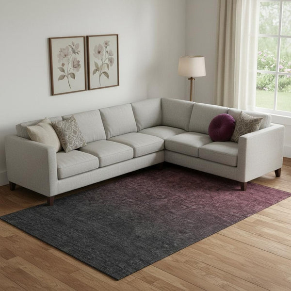 HomeRoots 10' Merlot to Charcoal Ombre Washable Area Rug - Stylish UV-Protected Floor Covering for Homes 667324