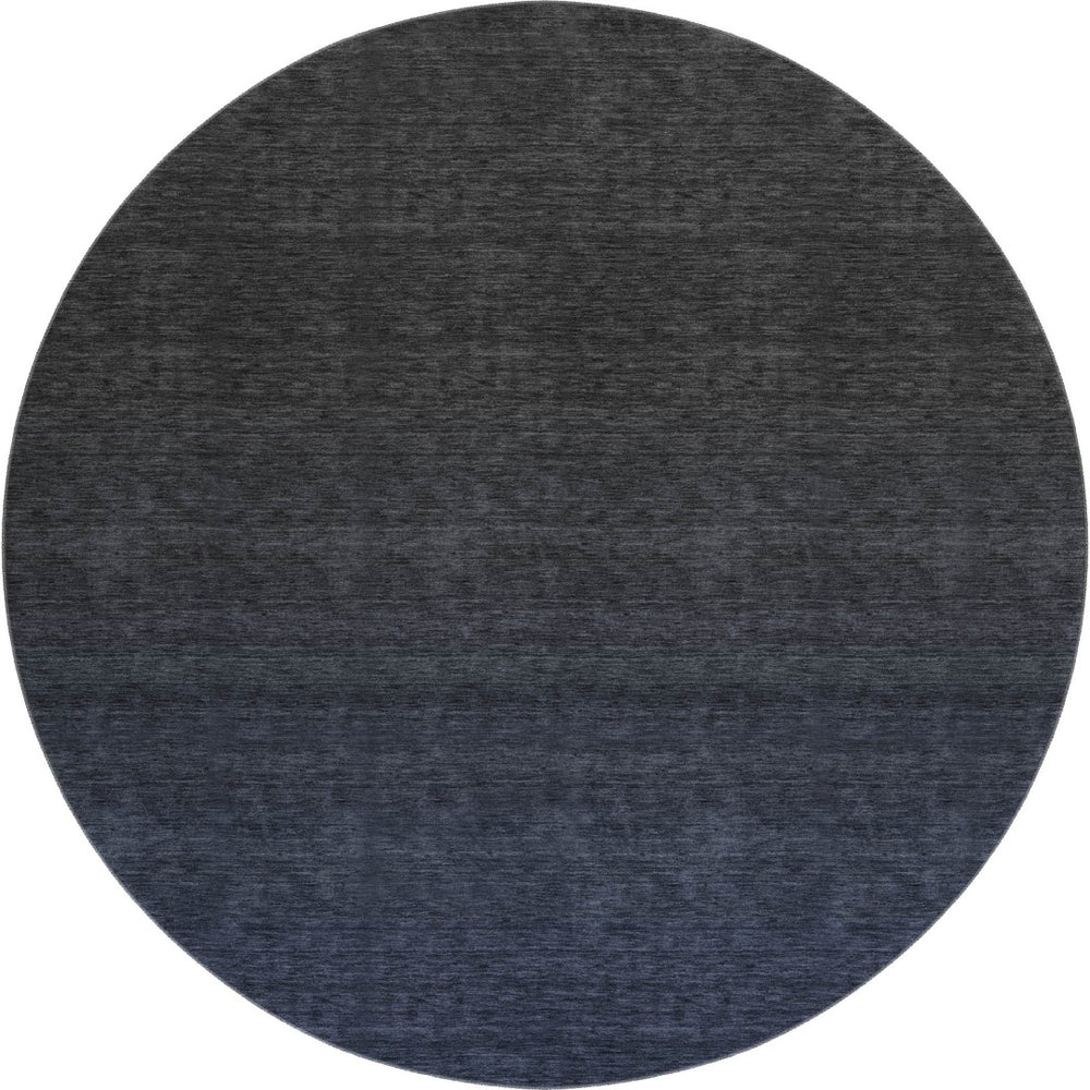 HomeRoots 8' Navy Blue Ombre Round Rug - Washable, Stain Resistant, UV Protected for Modern Homes & Style 667327