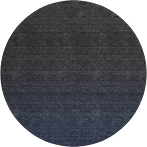 HomeRoots 8' Navy Blue Ombre Round Rug - Washable, Stain Resistant, UV Protected for Modern Homes & Style 667327