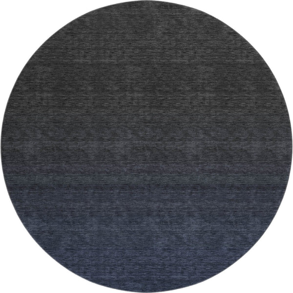 HomeRoots 8' Navy Blue Ombre Round Rug - Washable, Stain Resistant, UV Protected for Modern Homes & Style 667327