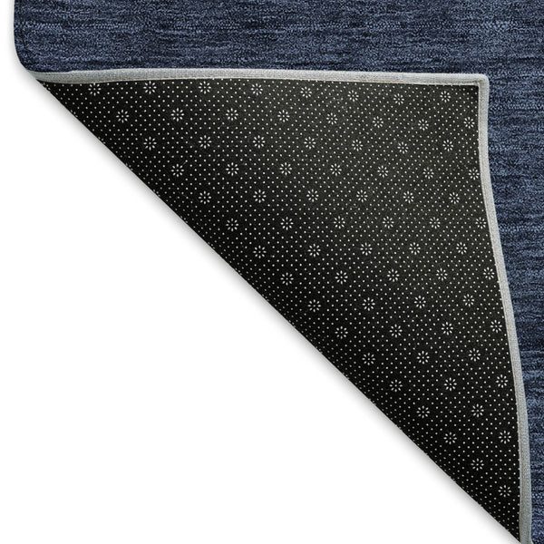 HomeRoots 8' Navy Blue Ombre Round Rug - Washable, Stain Resistant, UV Protected for Modern Homes & Style 667327