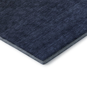 HomeRoots 8' Navy Blue Ombre Round Rug - Washable, Stain Resistant, UV Protected for Modern Homes & Style 667327