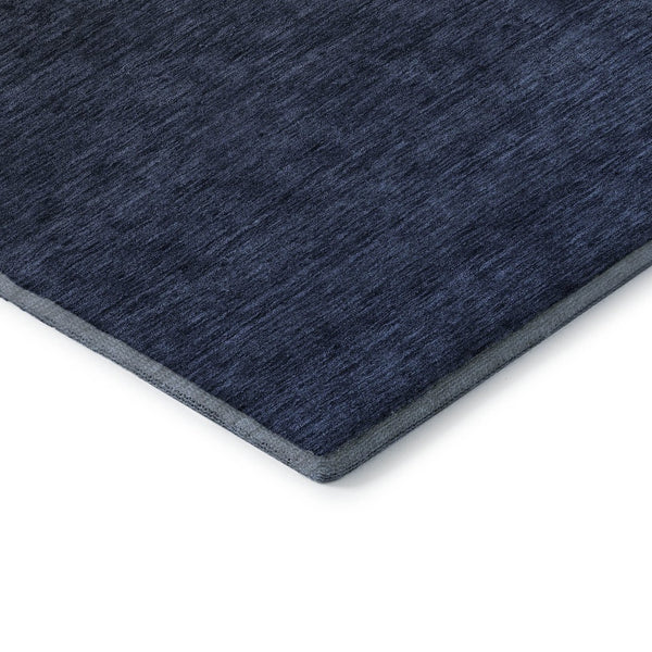 HomeRoots 8' Navy Blue Ombre Round Rug - Washable, Stain Resistant, UV Protected for Modern Homes & Style 667327