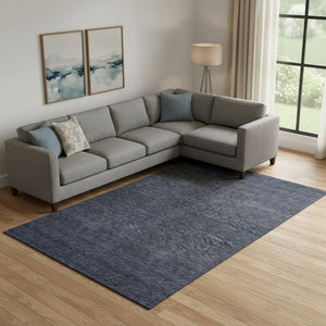 HomeRoots 9' X 12' Navy Blue & Charcoal Ombre Washable Area Rug - Durable, Stylish, UV-Protected, Easy Care 667329