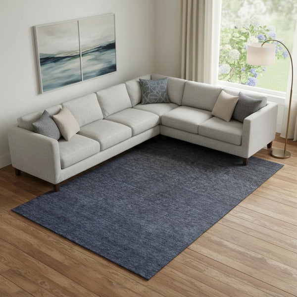 HomeRoots 10' X 14' Navy Blue Ombre Area Rug - Washable, Stain-Resistant, UV Protected for Modern Living Spaces 667330