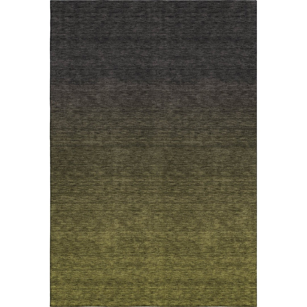 HomeRoots 5' Olive Green to Charcoal Ombre Area Rug – Washable, UV Protected, Stylish, Stain Resistant, Durable 667332