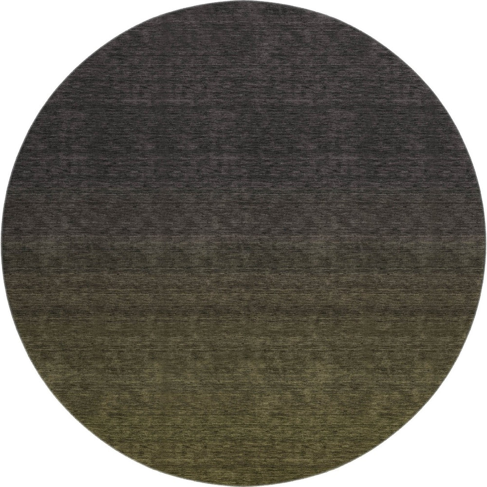 HomeRoots 8' Olive Green to Charcoal Ombre Round Rug – Washable, UV Protected, Soft, Stylish & Durable Design 667333