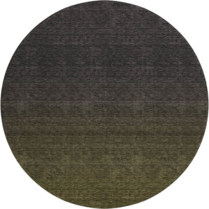 HomeRoots 8' Olive Green to Charcoal Ombre Round Rug – Washable, UV Protected, Soft, Stylish & Durable Design 667333