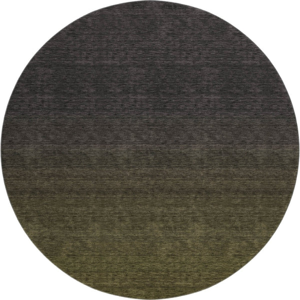 HomeRoots 8' Olive Green to Charcoal Ombre Round Rug – Washable, UV Protected, Soft, Stylish & Durable Design 667333