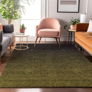 HomeRoots 9' Olive Green to Charcoal Ombre Area Rug - Washable, UV Protected, Stain-Resistant, Modern Style! 667335