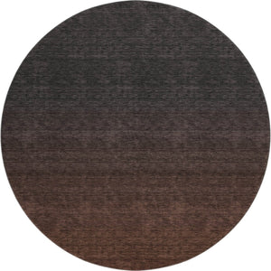 HomeRoots 8' Washable Round Rug in Rust to Charcoal Ombre – UV Protected, Durable, and Stylish for Any Space 667339