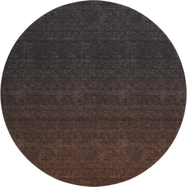 HomeRoots 8' Washable Round Rug in Rust to Charcoal Ombre – UV Protected, Durable, and Stylish for Any Space 667339