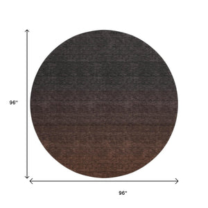 HomeRoots 8' Washable Round Rug in Rust to Charcoal Ombre – UV Protected, Durable, and Stylish for Any Space 667339