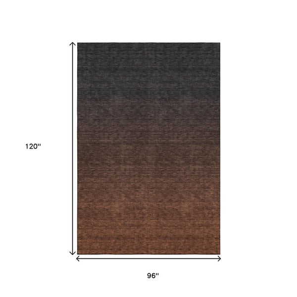 HomeRoots 8' X 10' Ombre Washable Area Rug in Rust and Charcoal - UV Protected, Stain-Resistant & Durable Design 667340