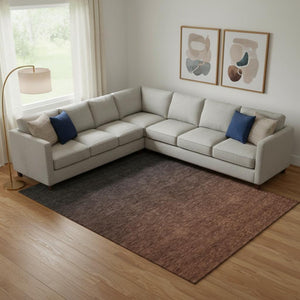 HomeRoots 8' X 10' Ombre Washable Area Rug in Rust and Charcoal - UV Protected, Stain-Resistant & Durable Design 667340
