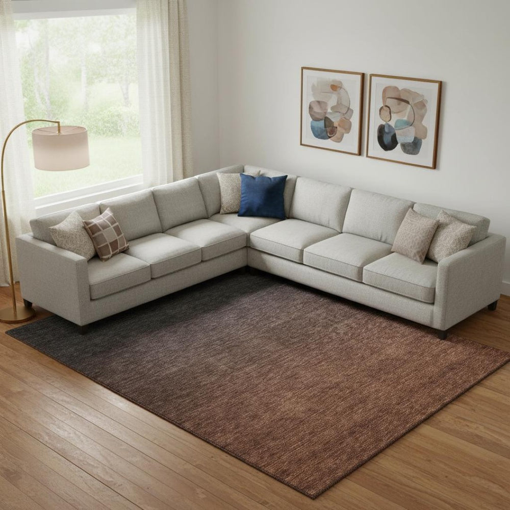 HomeRoots 9' X 12' Ombre Washable Area Rug in Rust & Charcoal - Durable, UV-Protected, Stain-Resistant Design 667341